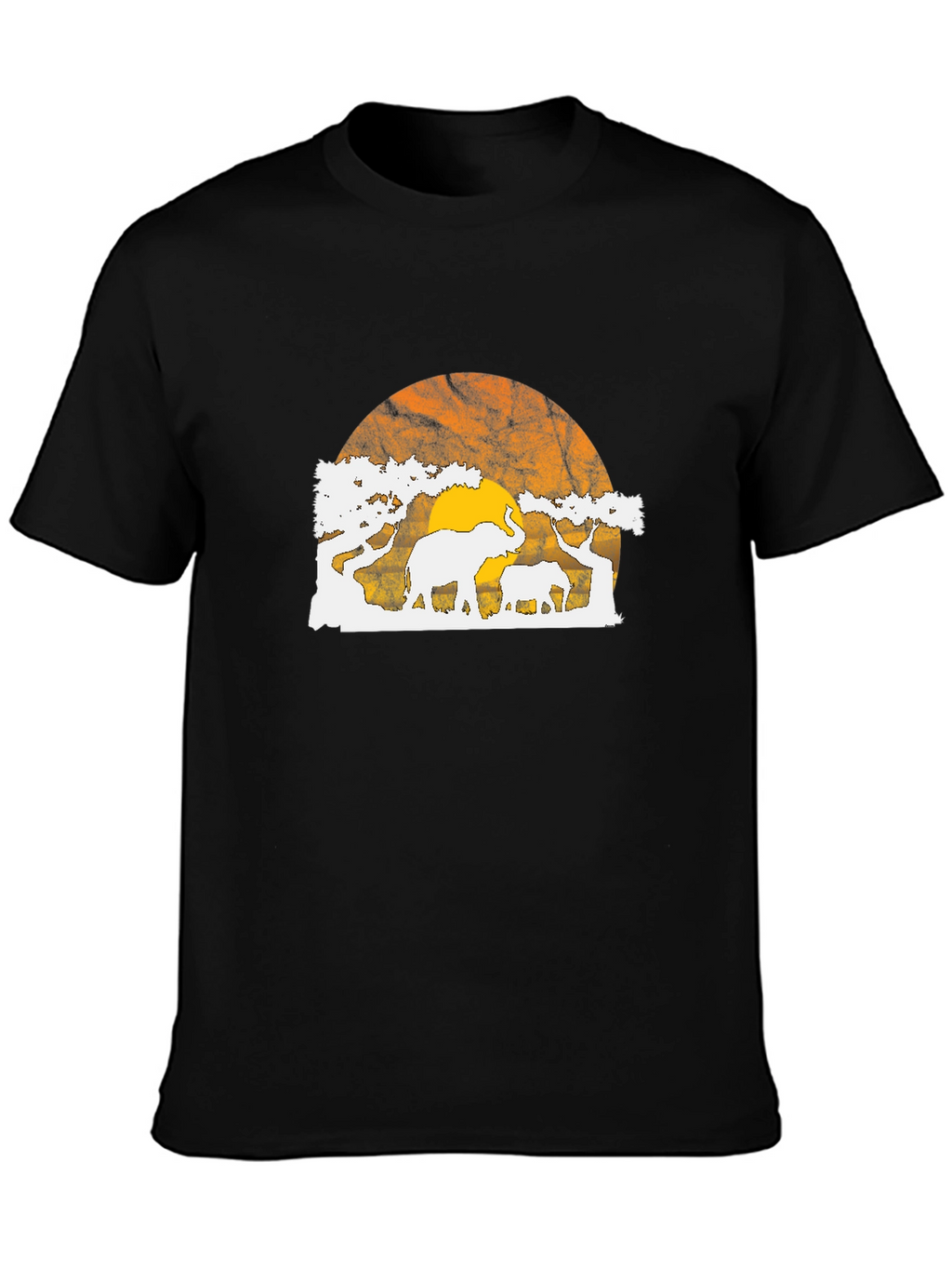Elephant Sunset Graphic Tee - Black T-Shirt
