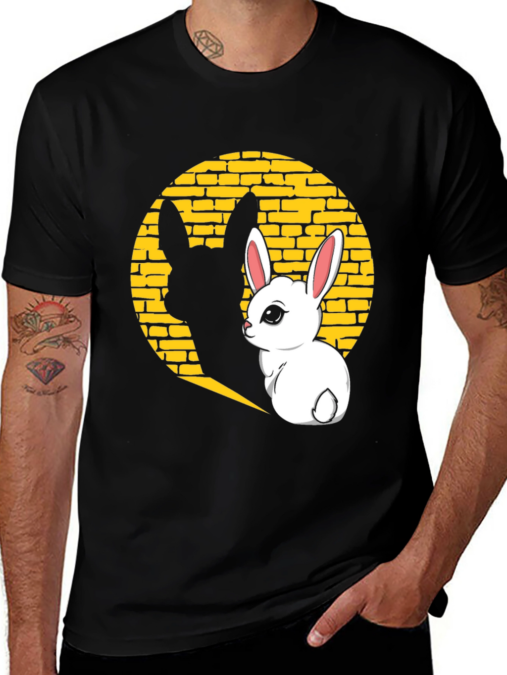 Bunny Shadow Graphic Tee - Black