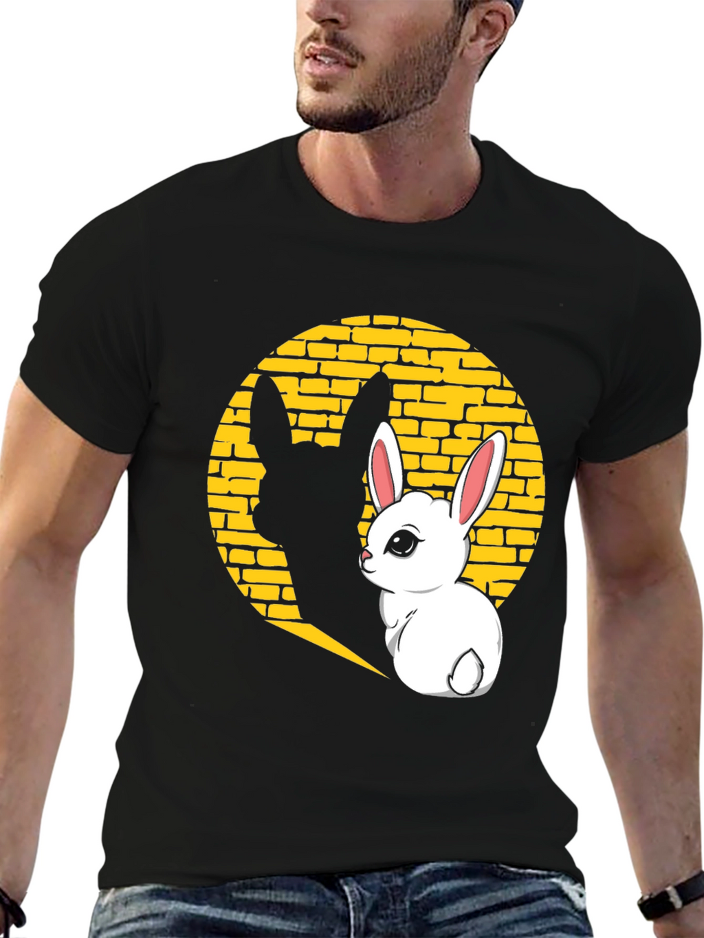 Bunny Shadow Graphic Tee - Black