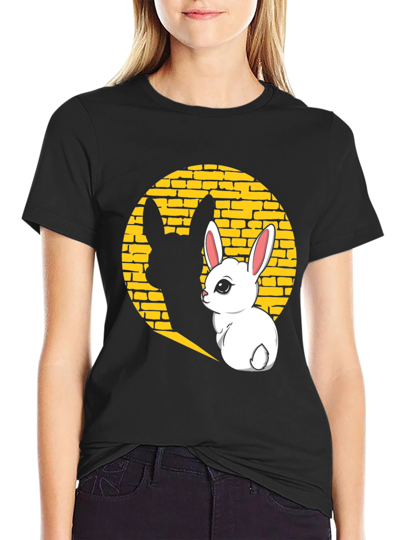 Bunny Shadow Graphic Tee - Black