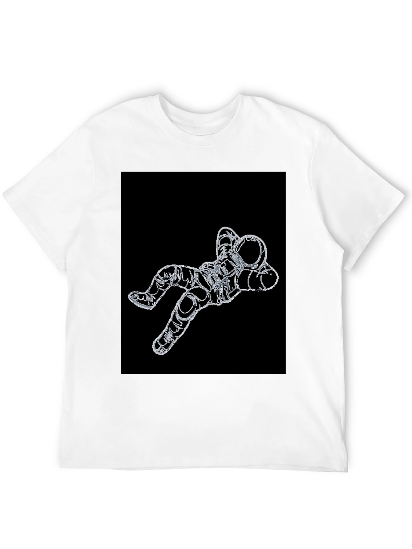 Astronaut Outline Graphic Black T-Shirt