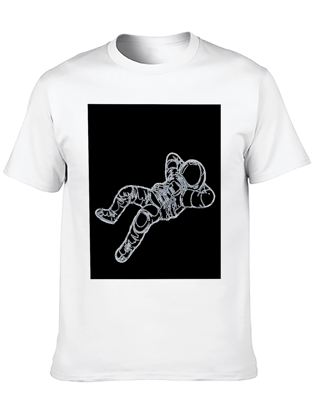 Astronaut Outline Graphic Black T-Shirt