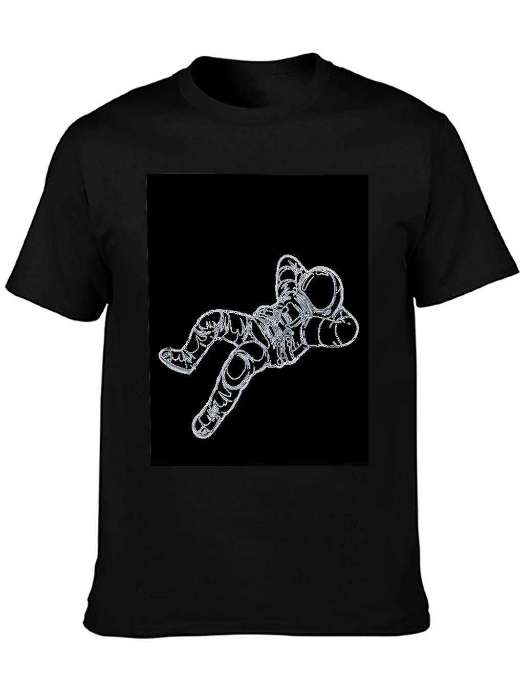 Astronaut Outline Graphic Black T-Shirt