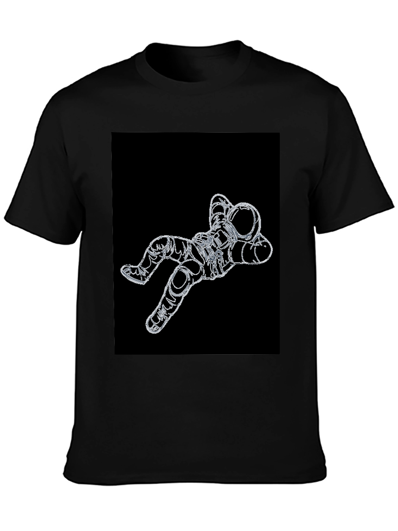 Astronaut Outline Graphic Black T-Shirt