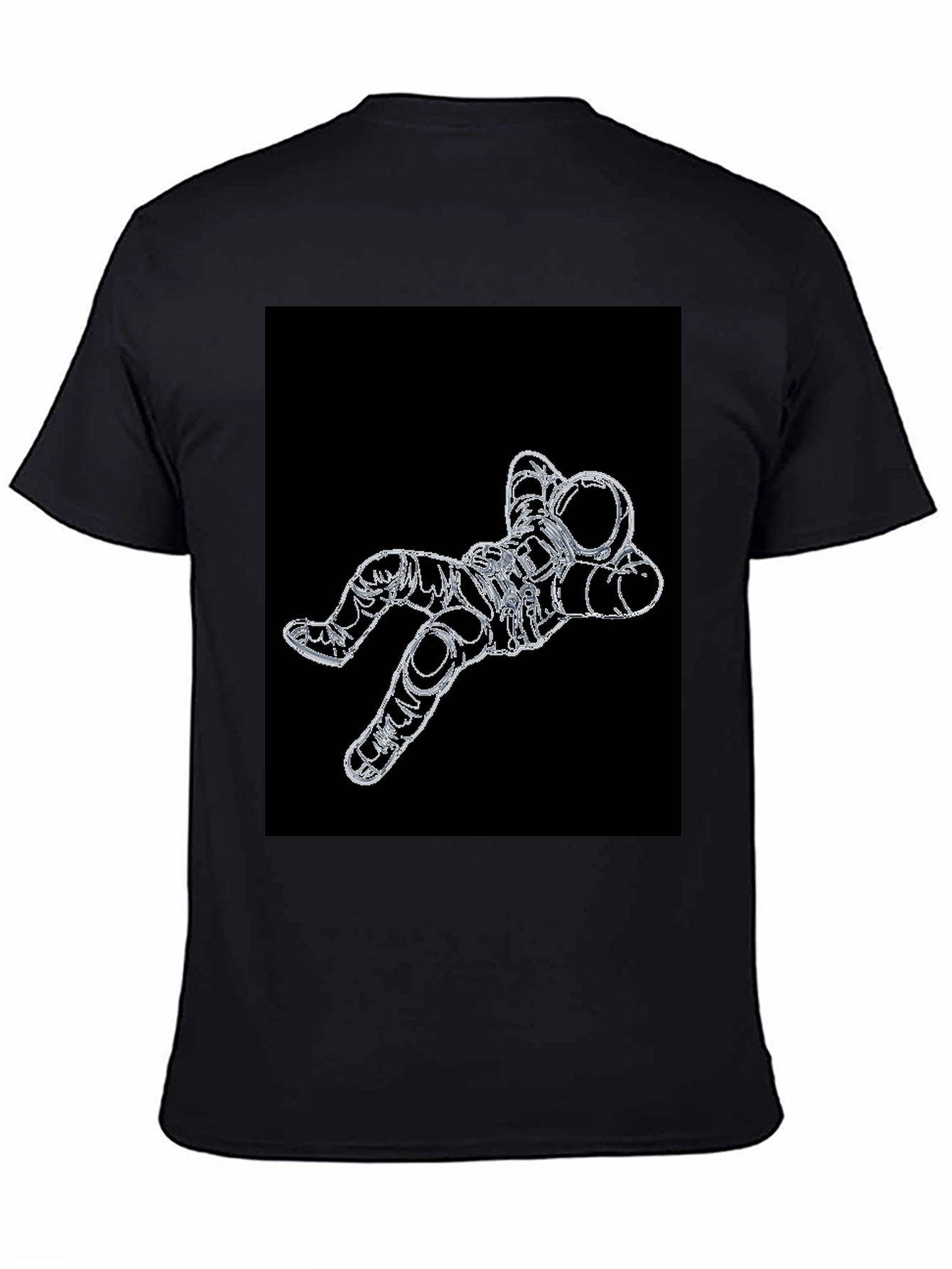 Astronaut Outline Graphic Black T-Shirt