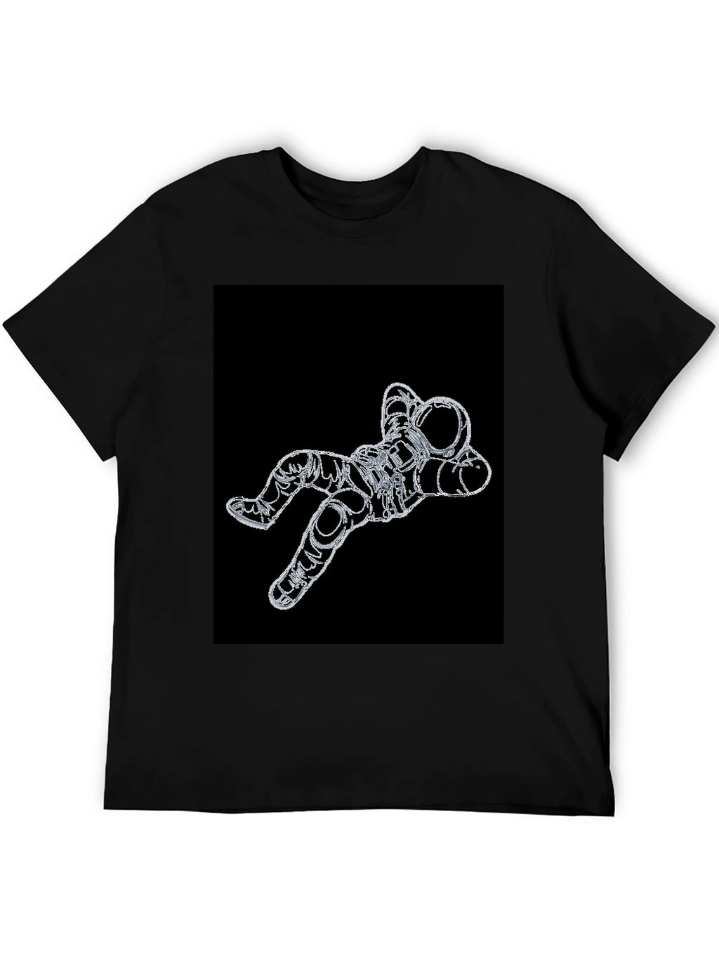 Astronaut Outline Graphic Black T-Shirt