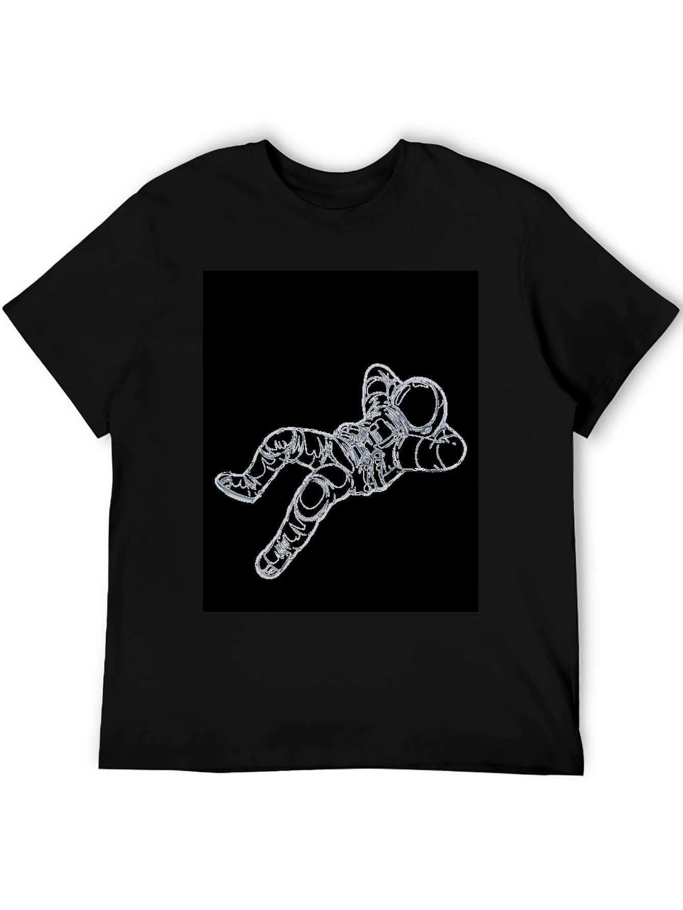 Astronaut Outline Graphic Black T-Shirt