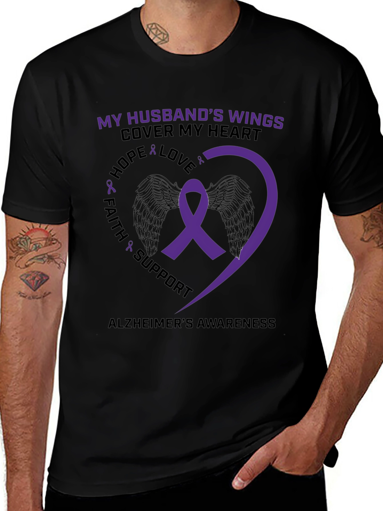 Alzheimers Awareness Husband Wings T-Shirt