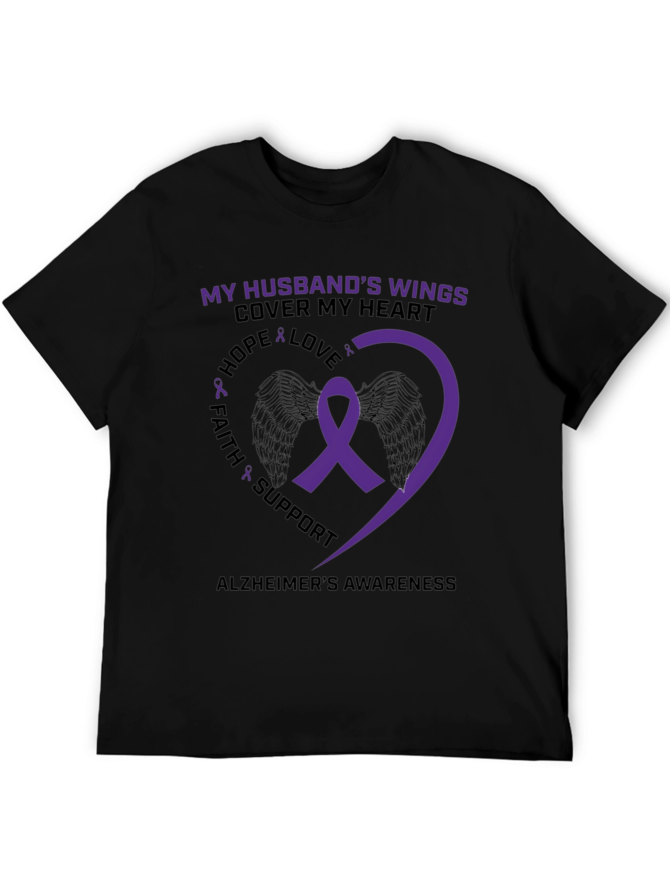 Alzheimers Awareness Husband Wings T-Shirt