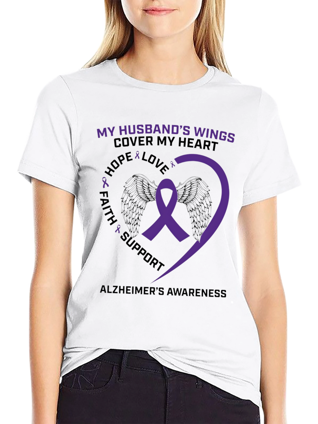 Alzheimers Awareness Husband Wings T-Shirt