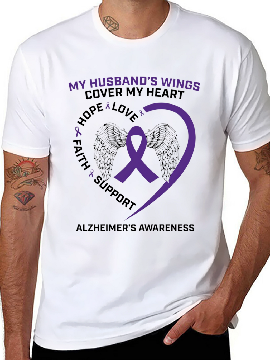 Alzheimers Awareness Husband Wings T-Shirt