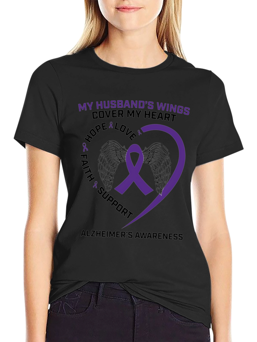 Alzheimers Awareness Husband Wings T-Shirt