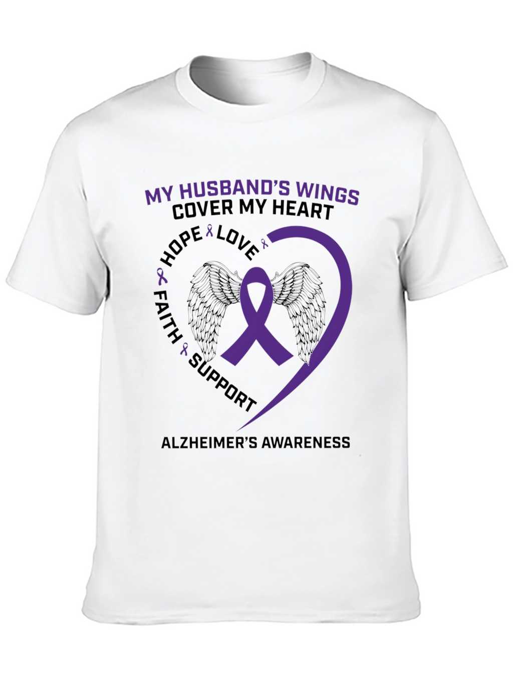 Alzheimers Awareness Husband Wings T-Shirt