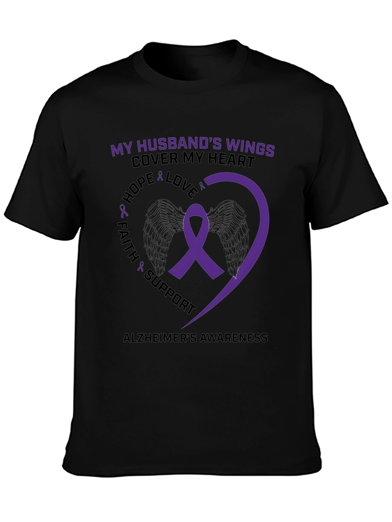 Alzheimers Awareness Husband Wings T-Shirt