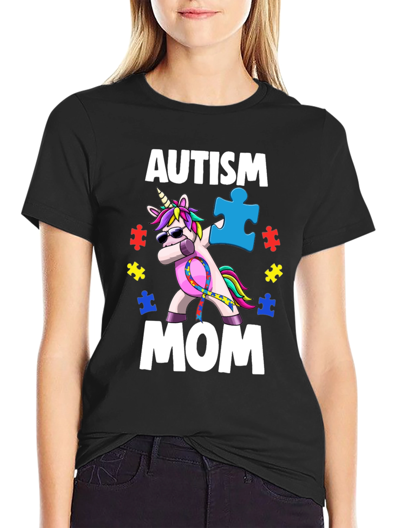 Autism Mom Unicorn Dabbing T-Shirt