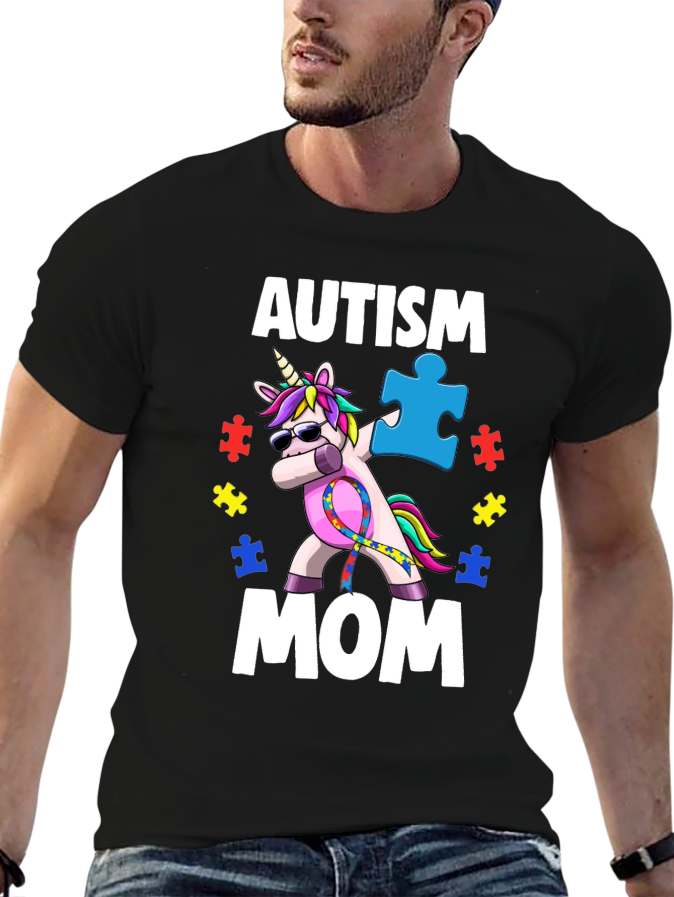 Autism Mom Unicorn Dabbing T-Shirt