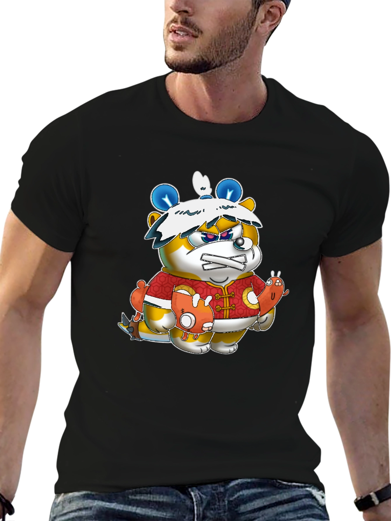 Cartoon Character Black Tee