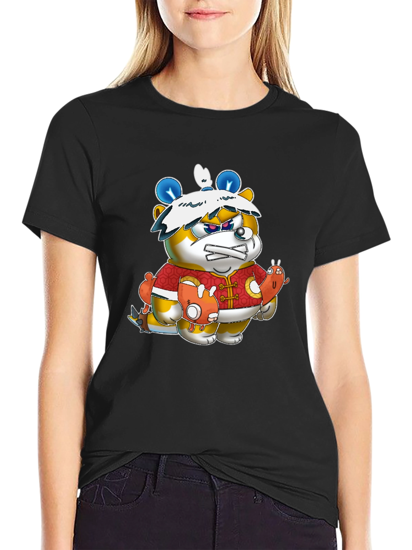 Cartoon Character Black Tee