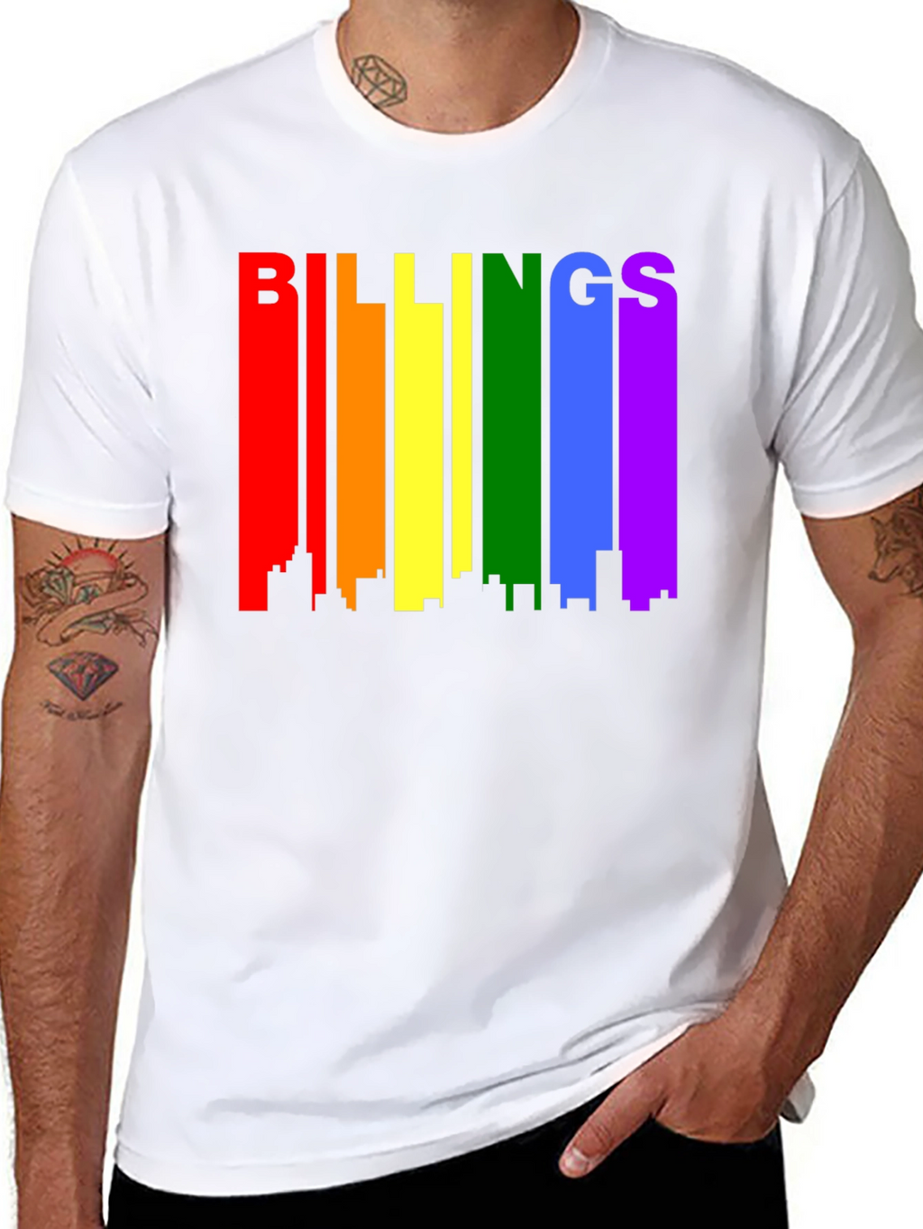 Billings Pride Rainbow Skyline Black T-Shirt