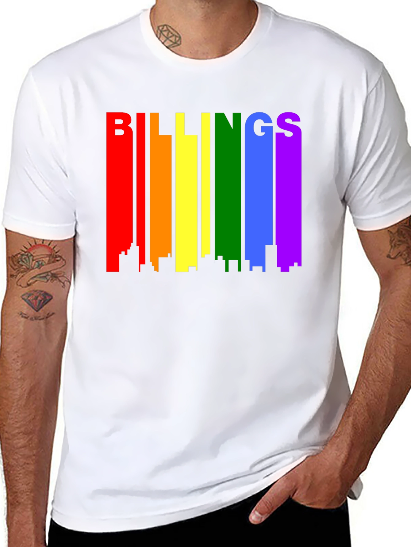 Billings Pride Rainbow Skyline Black T-Shirt