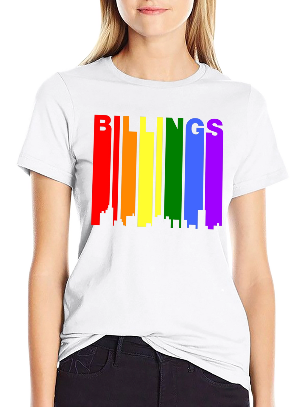 Billings Pride Rainbow Skyline Black T-Shirt