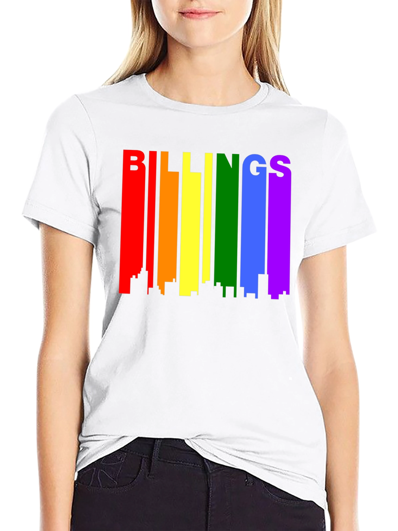 Billings Pride Rainbow Skyline Black T-Shirt