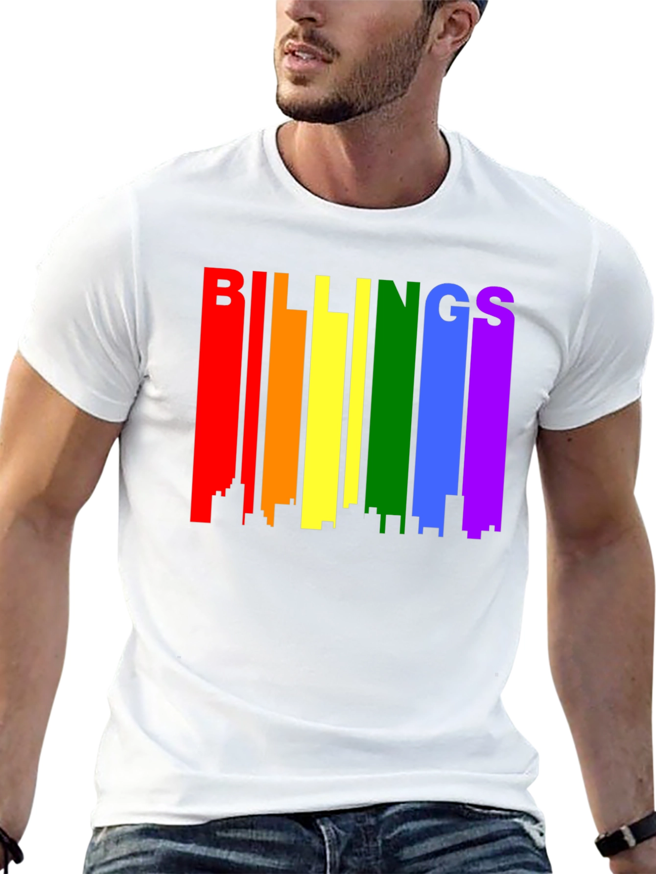 Billings Pride Rainbow Skyline Black T-Shirt