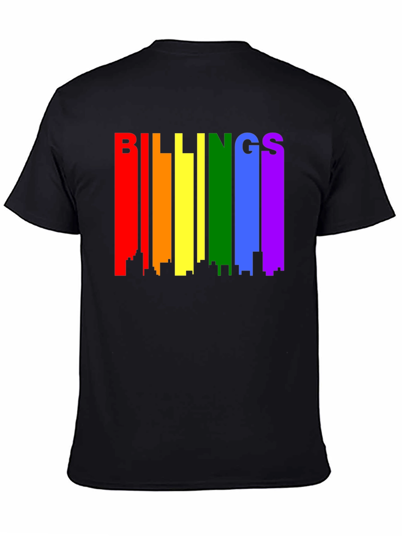 Billings Pride Rainbow Skyline Black T-Shirt