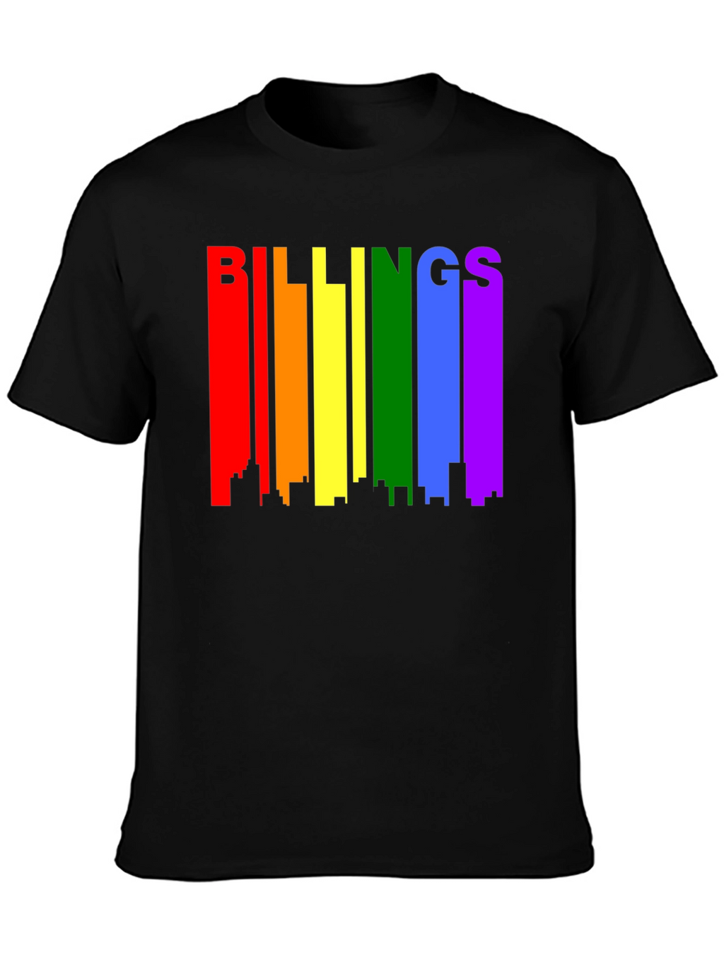Billings Pride Rainbow Skyline Black T-Shirt