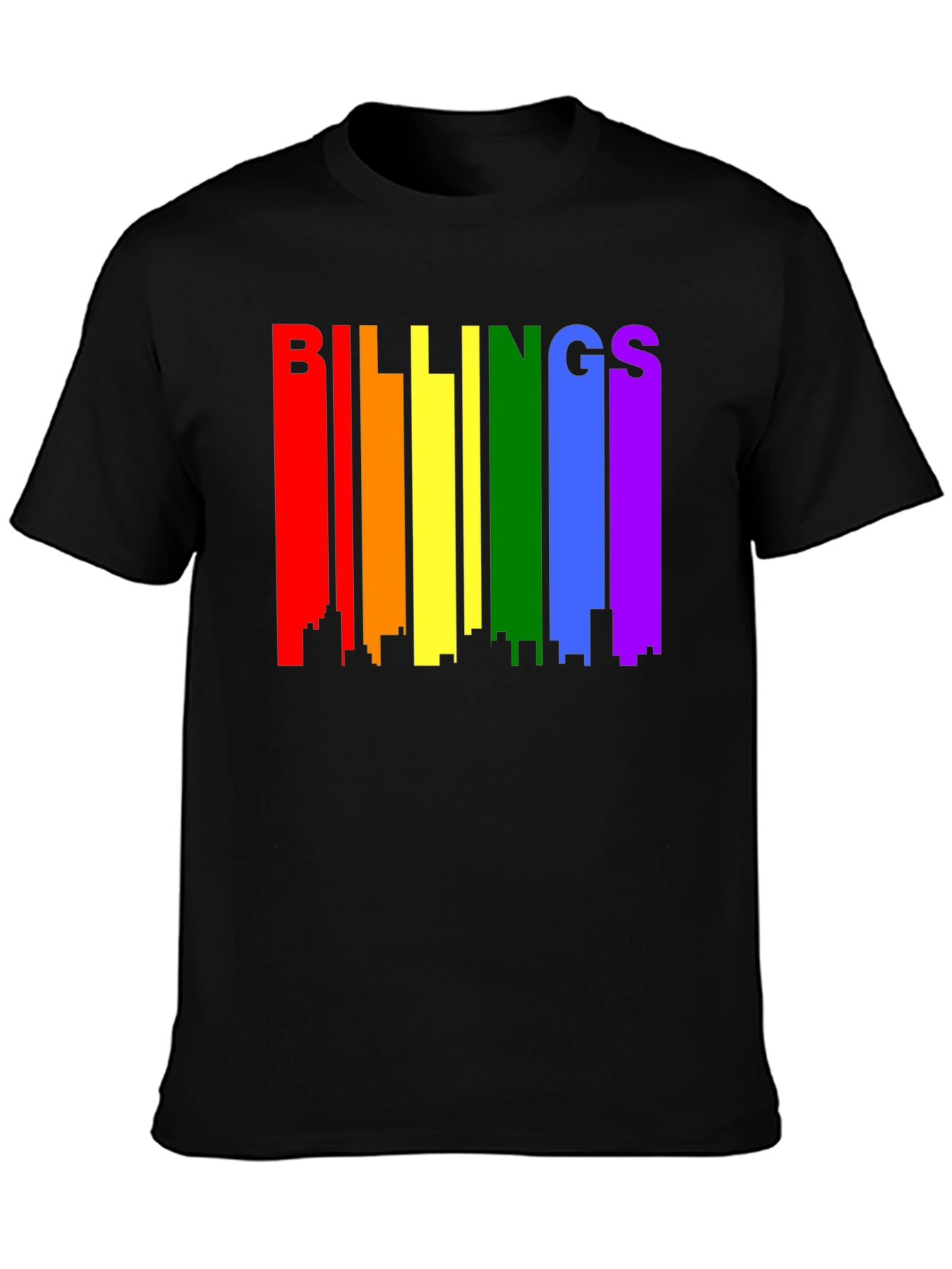 Billings Pride Rainbow Skyline Black T-Shirt