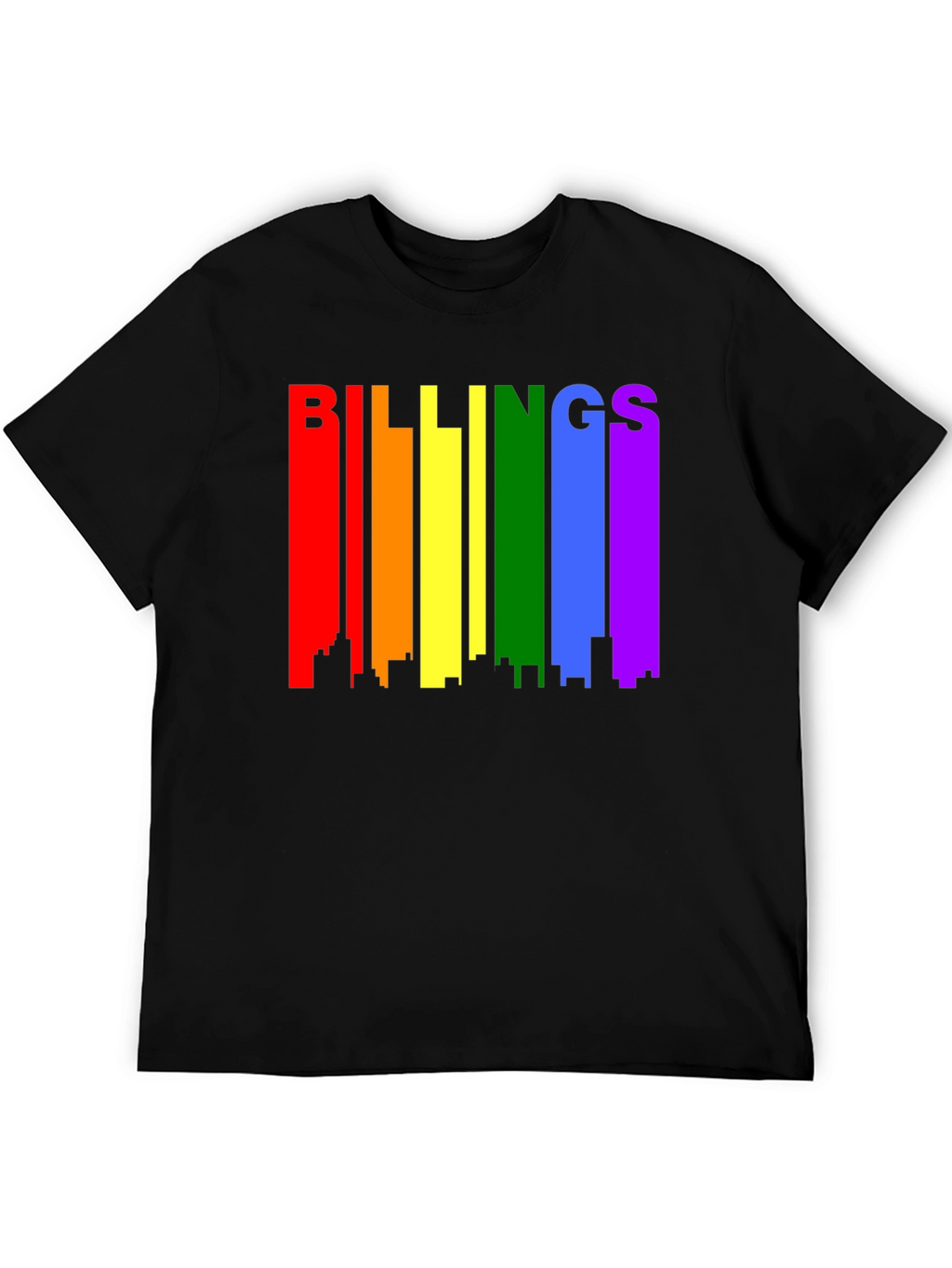 Billings Pride Rainbow Skyline Black T-Shirt