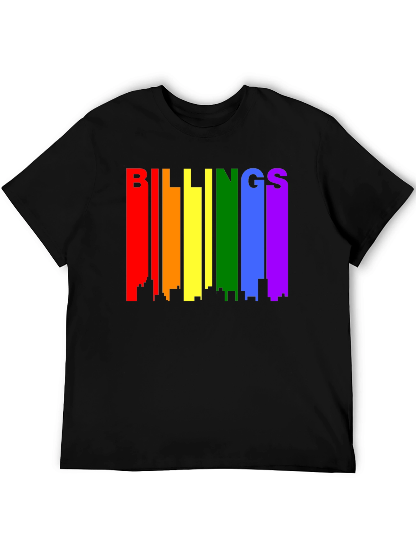 Billings Pride Rainbow Skyline Black T-Shirt