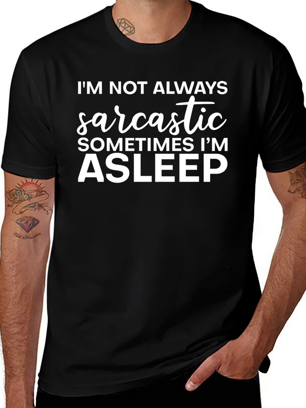Sarcastic/Asleep Graphic T-Shirt Cotton Blend Tee
