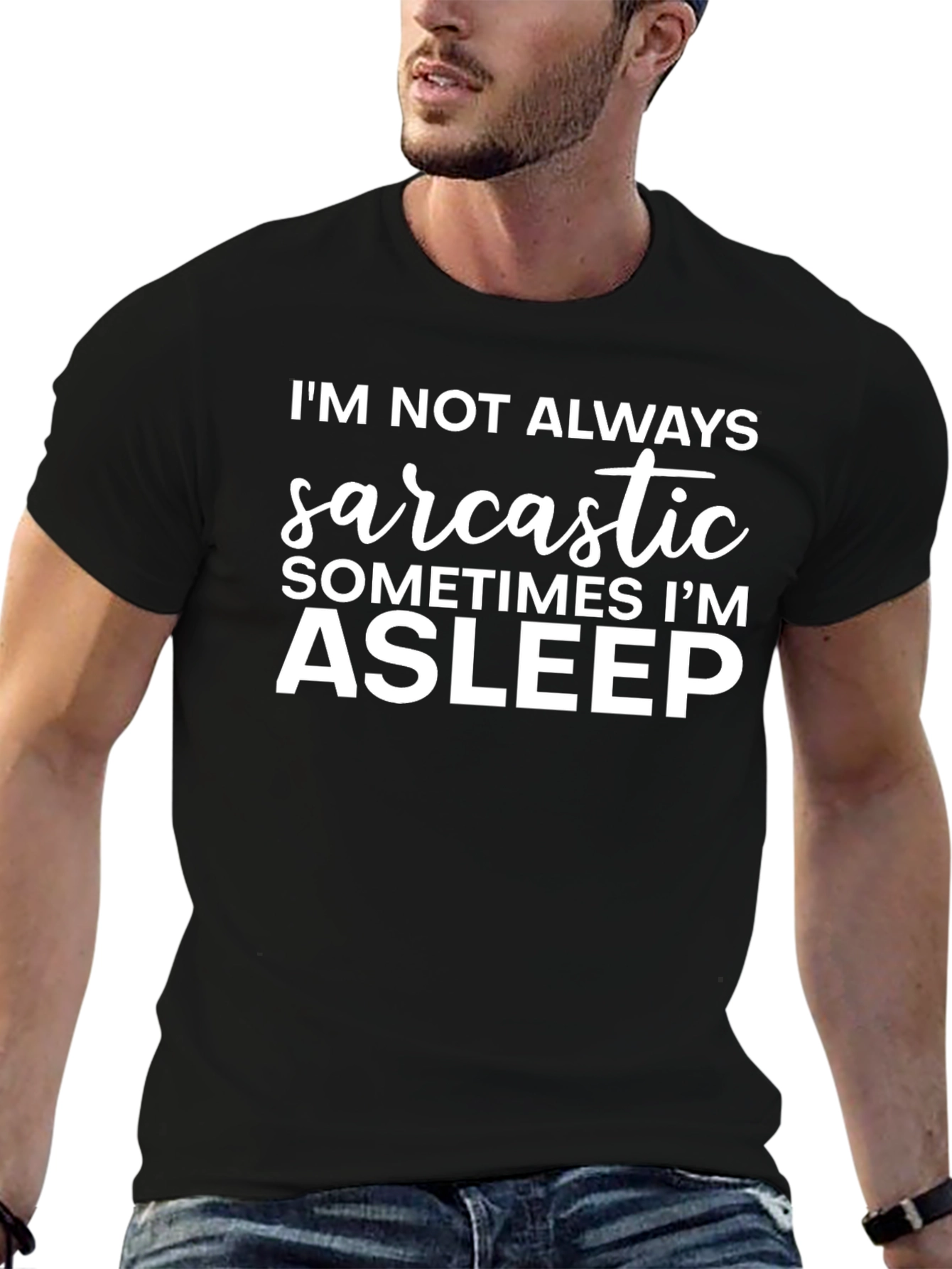 Sarcastic/Asleep Graphic T-Shirt Cotton Blend Tee