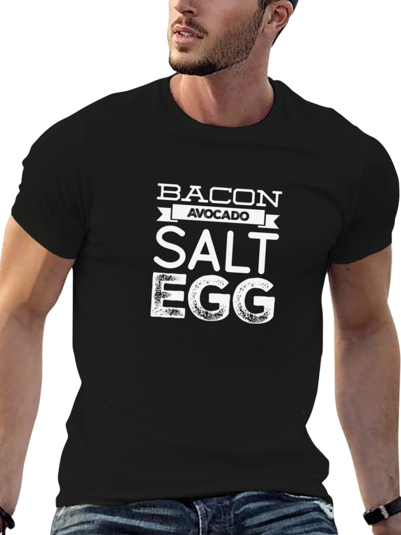 Bacon Avocado Salt Egg Graphic Tee - Funny Food T-Shirt