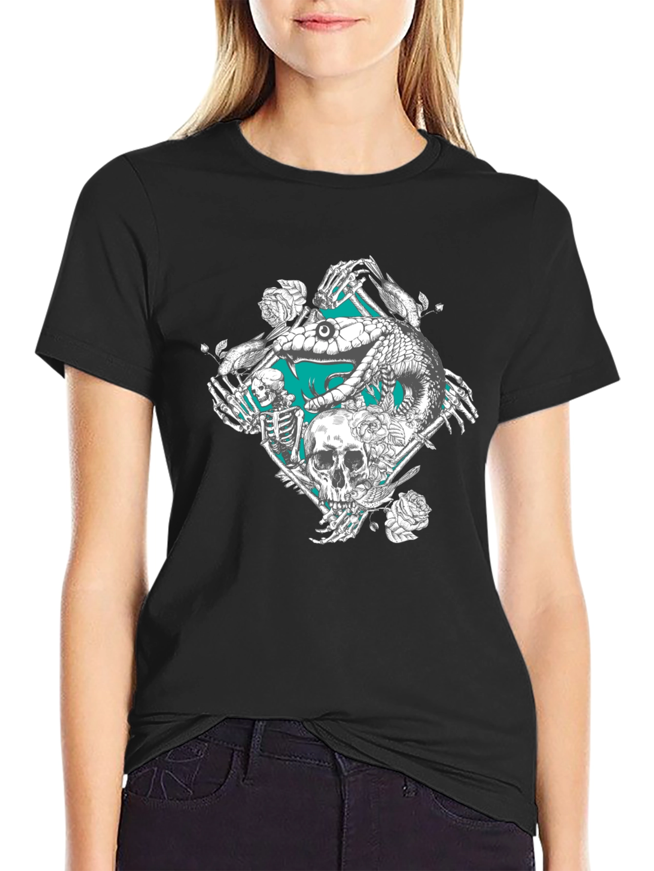 Skull & Snake Graphic Tee - Deathly Cool