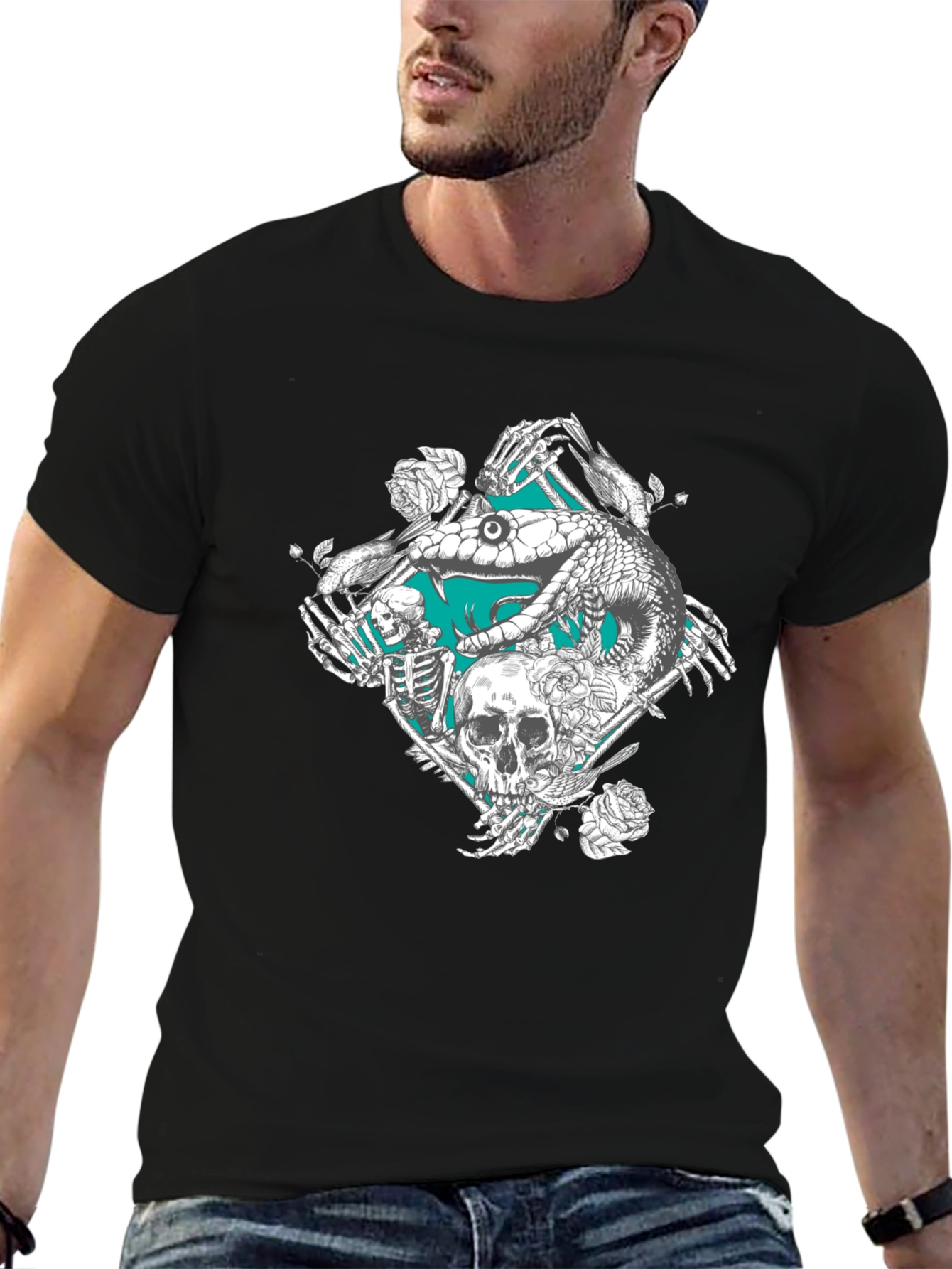Skull & Snake Graphic Tee - Deathly Cool