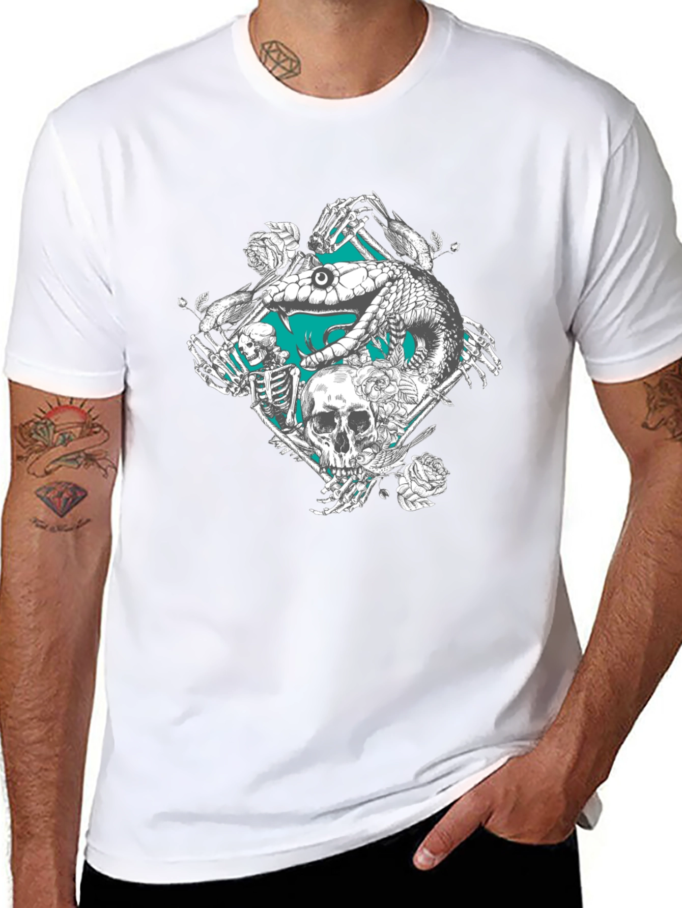 Skull & Snake Graphic Tee - Deathly Cool