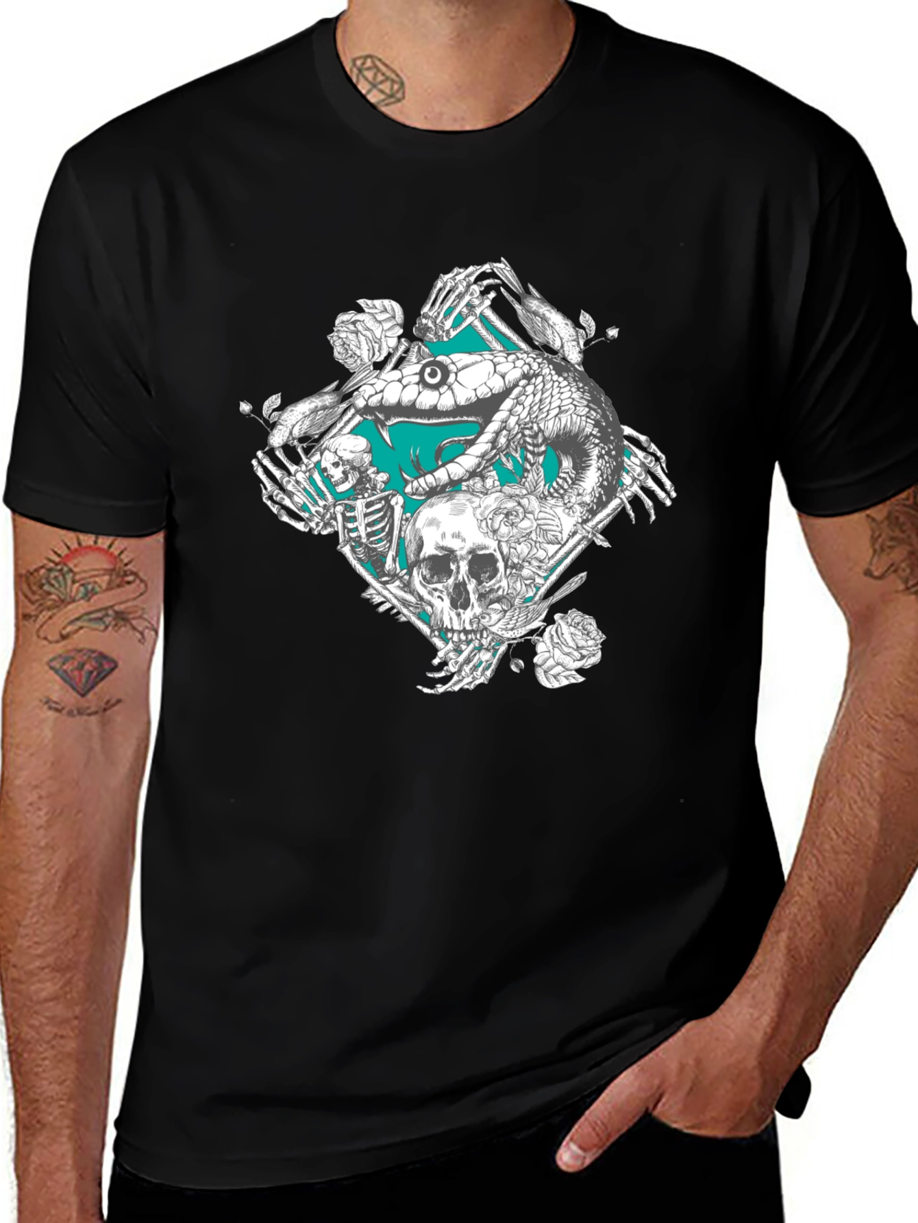 Skull & Snake Graphic Tee - Deathly Cool