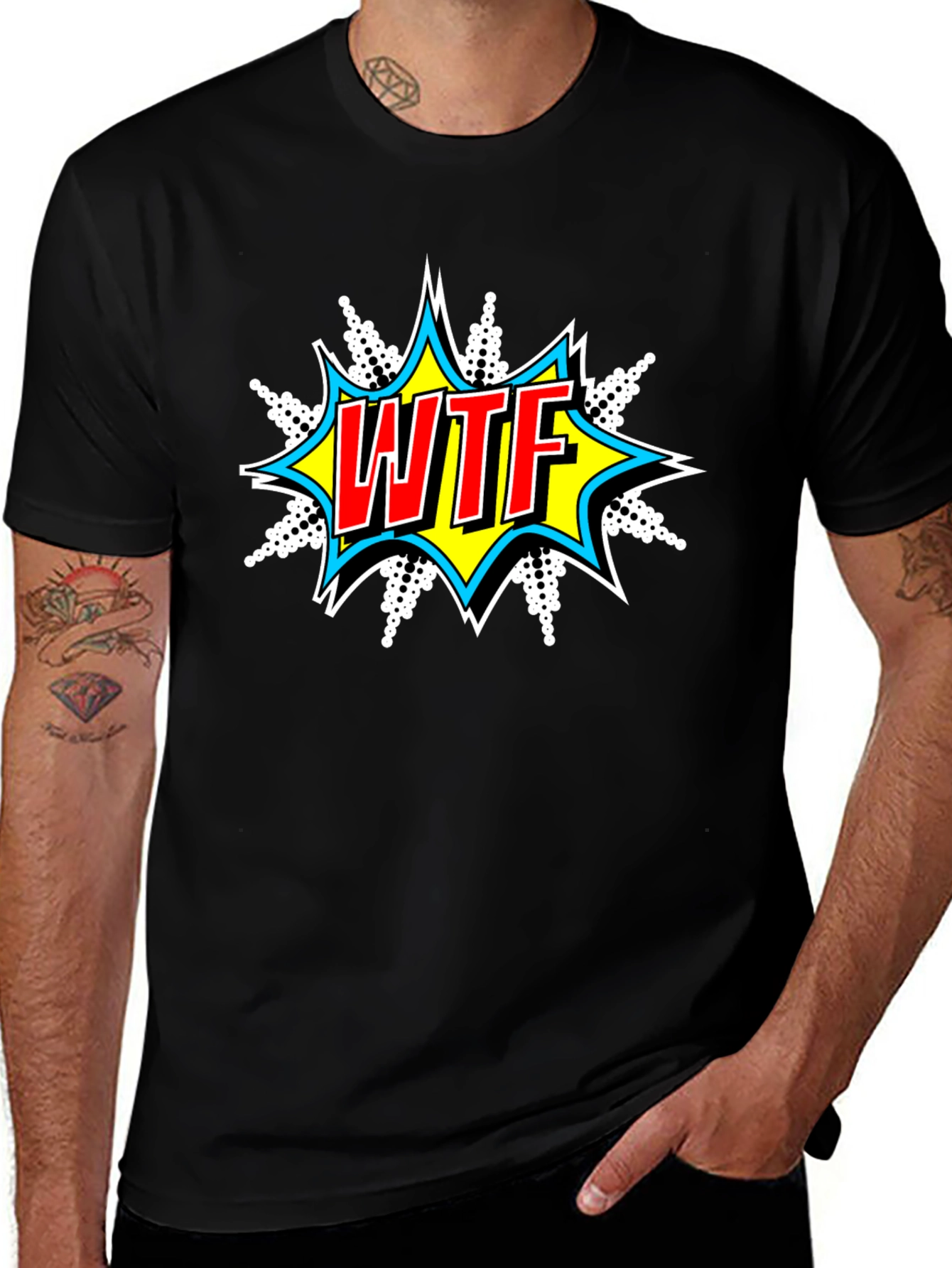 WTF Graphic Print Crew Neck T-Shirt