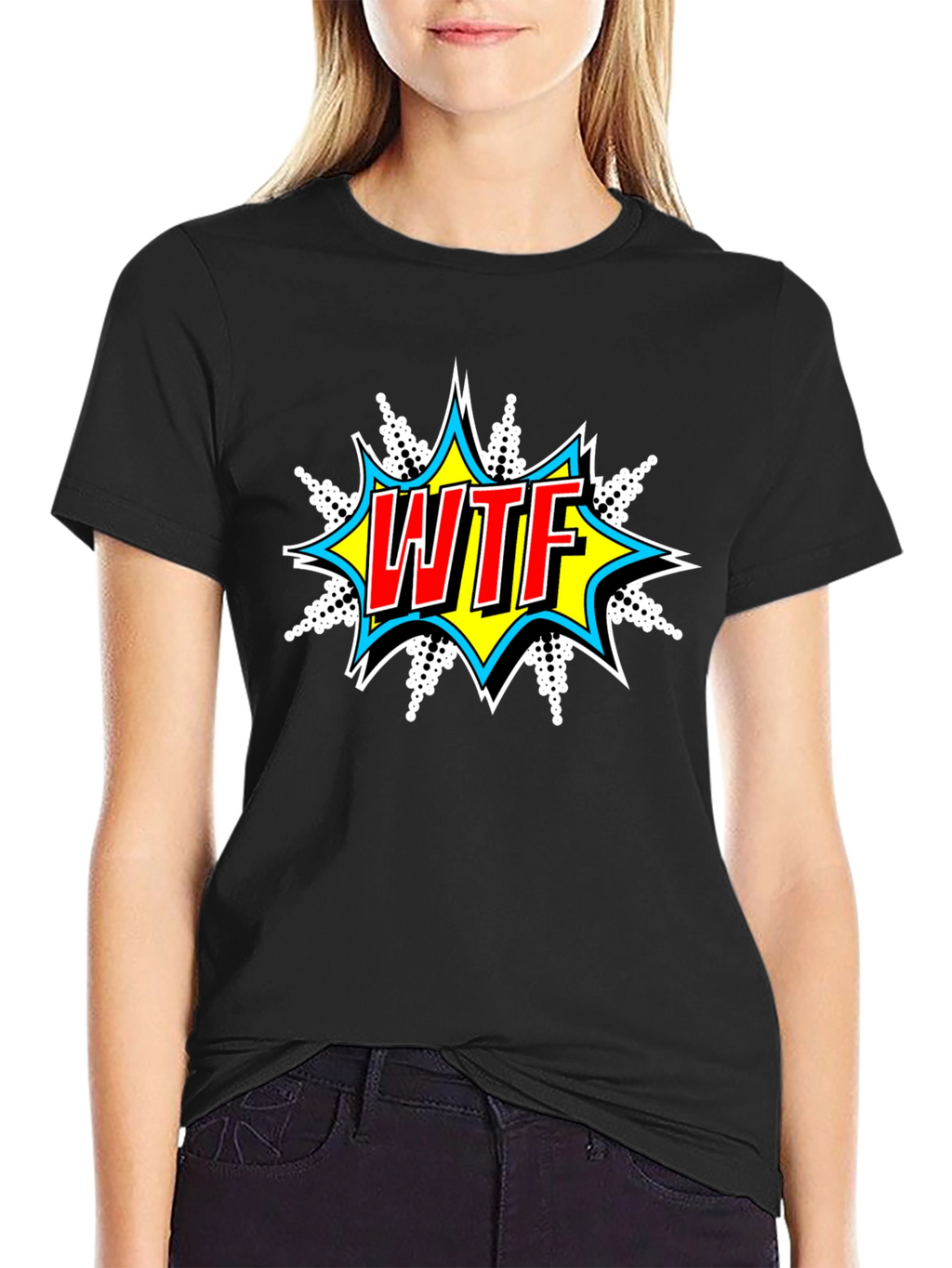 WTF Graphic Print Crew Neck T-Shirt