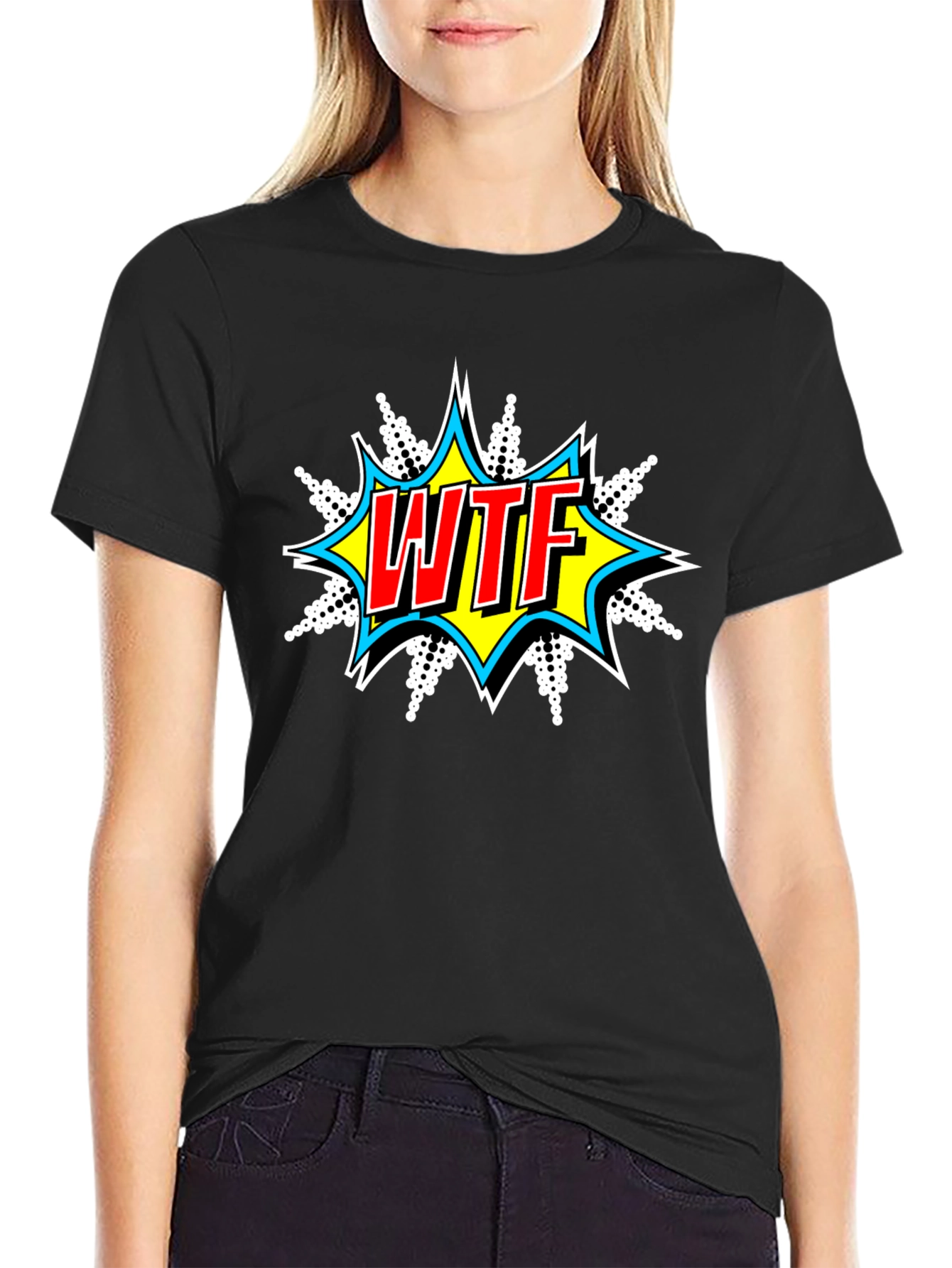 WTF Graphic Print Crew Neck T-Shirt