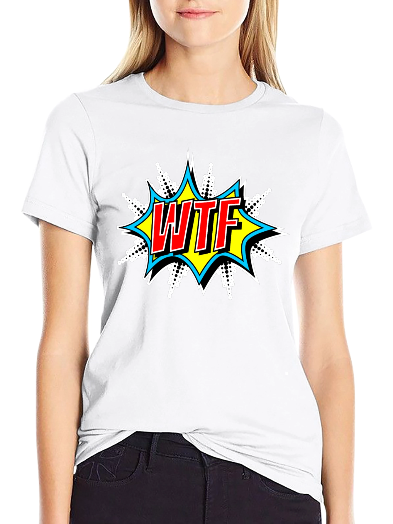 WTF Graphic Print Crew Neck T-Shirt