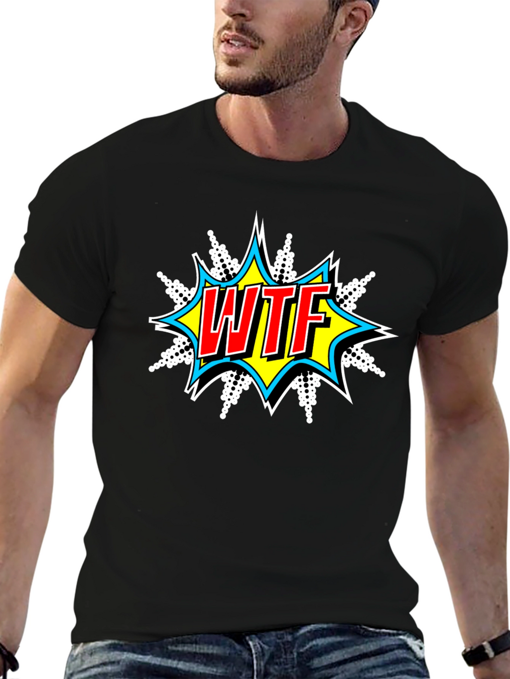 WTF Graphic Print Crew Neck T-Shirt