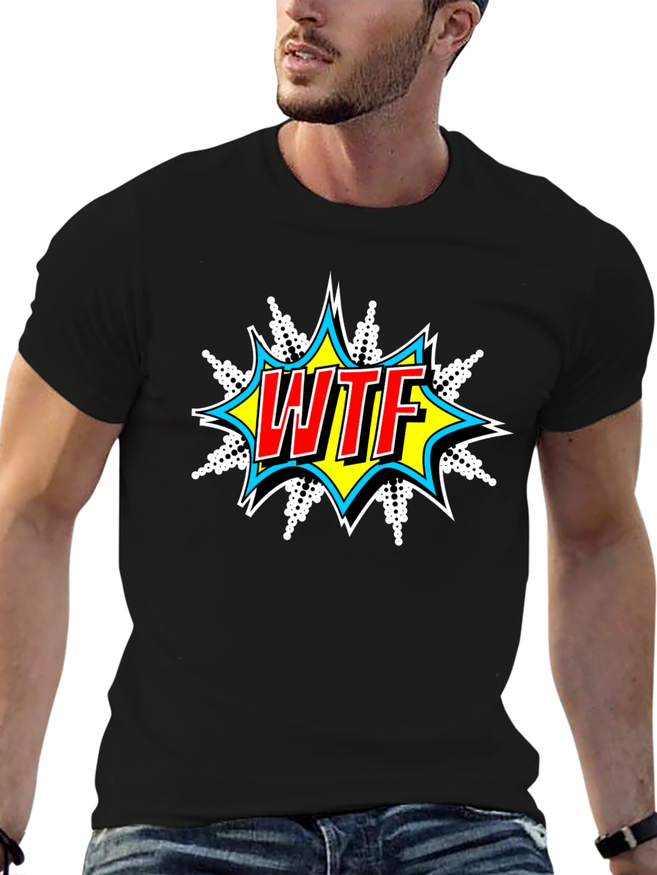 WTF Graphic Print Crew Neck T-Shirt