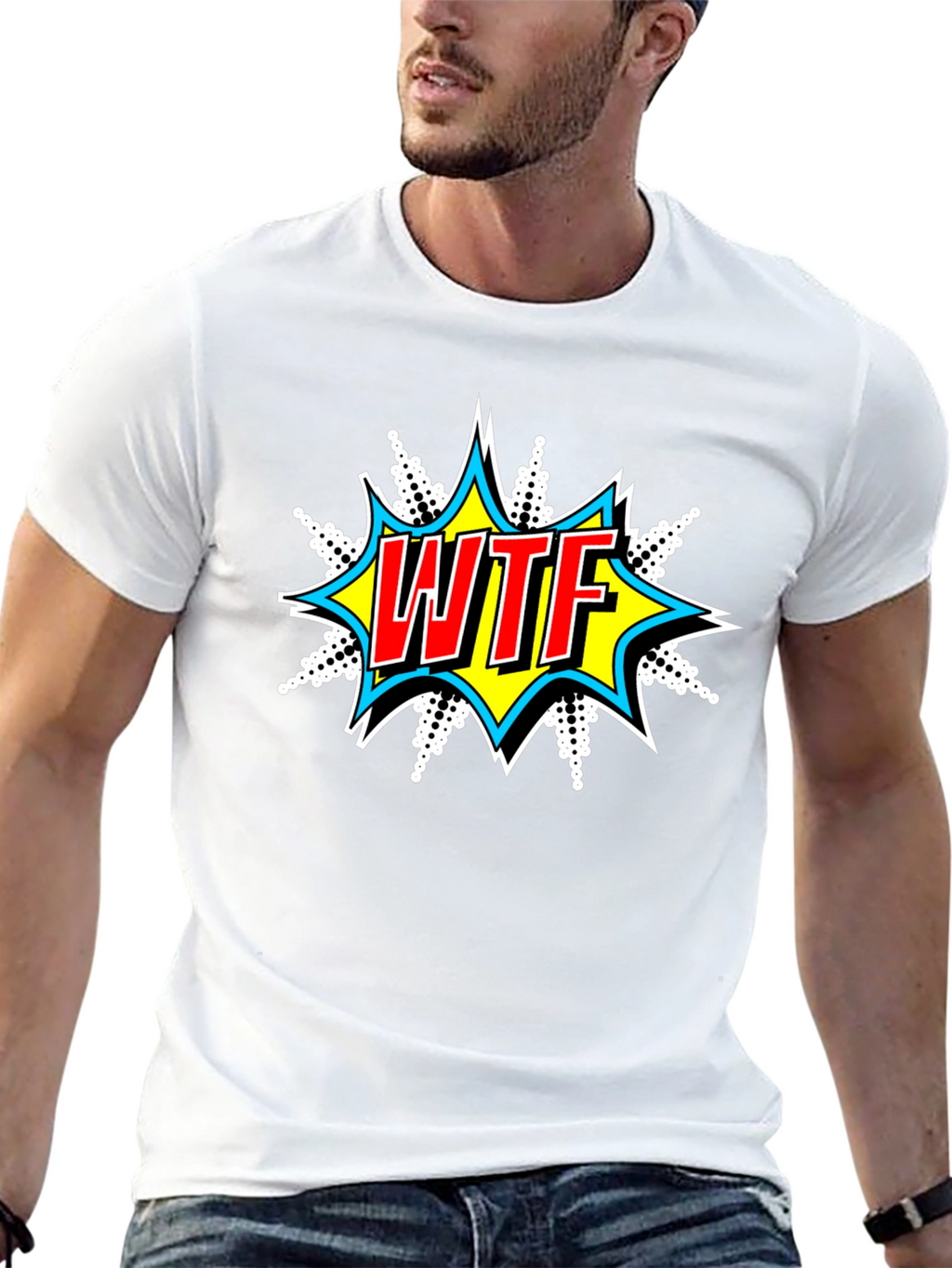 WTF Graphic Print Crew Neck T-Shirt