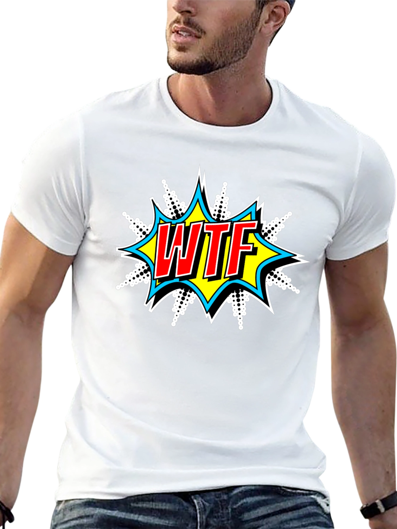 WTF Graphic Print Crew Neck T-Shirt