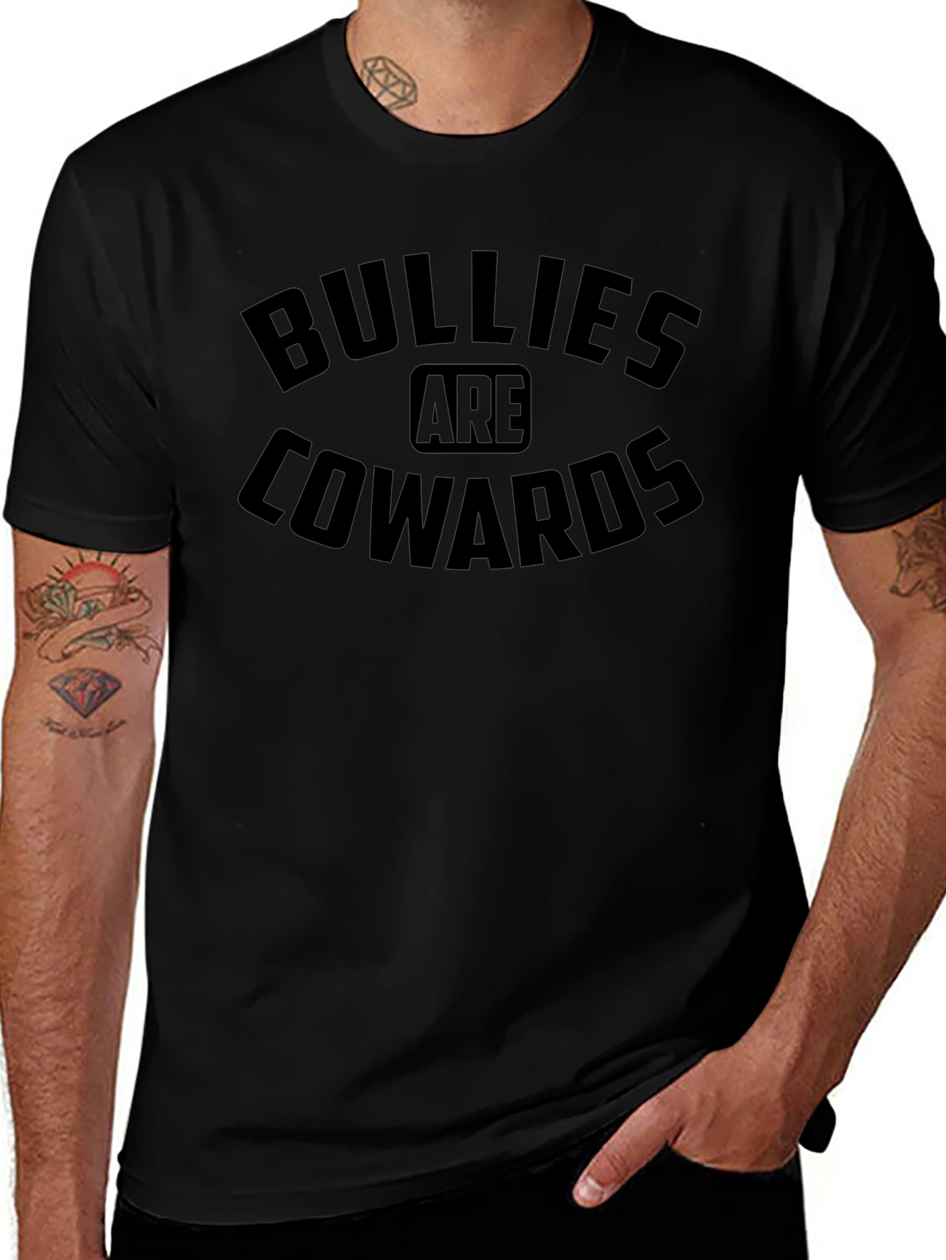 Bullies Are Cowards Black Graphic T-Shirt