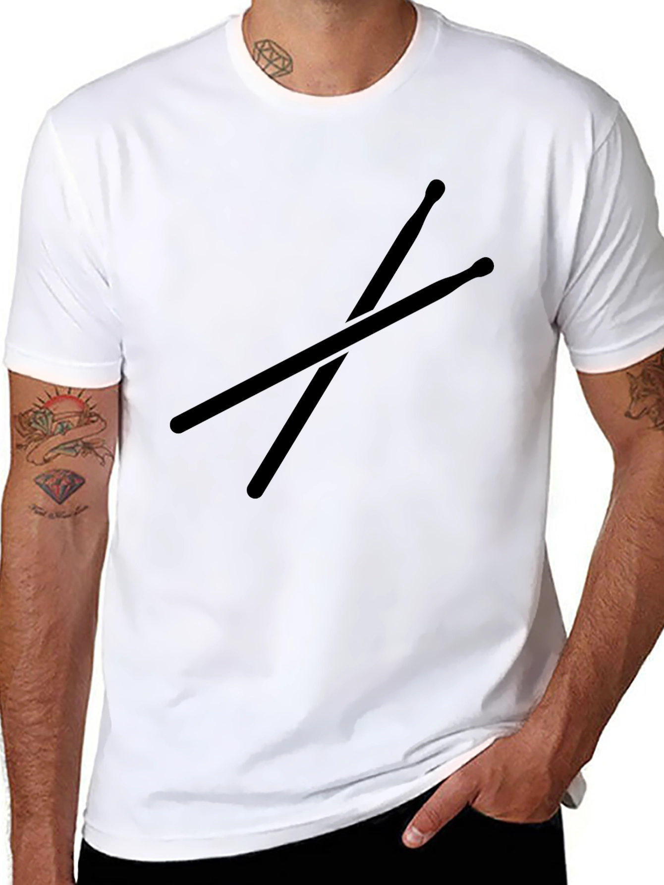 Black Drumsticks Graphic Tee - Music Lover Shirt