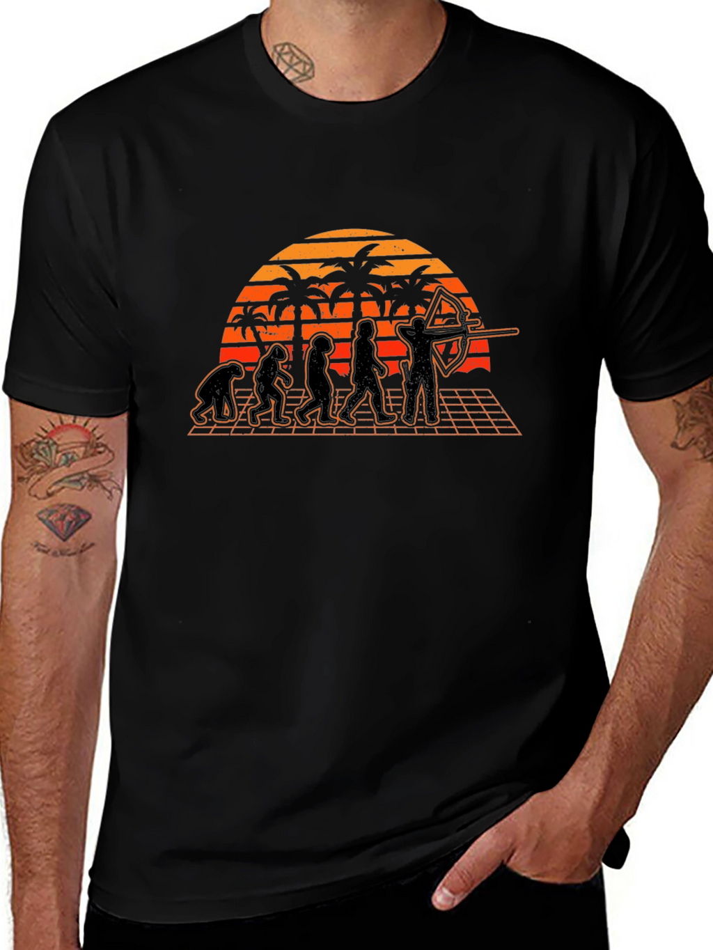 Archer Evolution T-Shirt - Retro Sunset Design